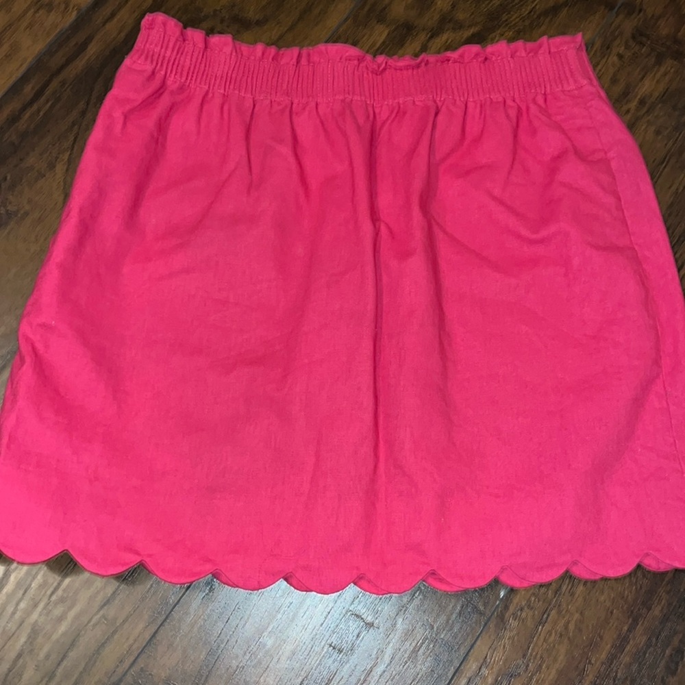 Hot Pink scalloped linen skirt size 12